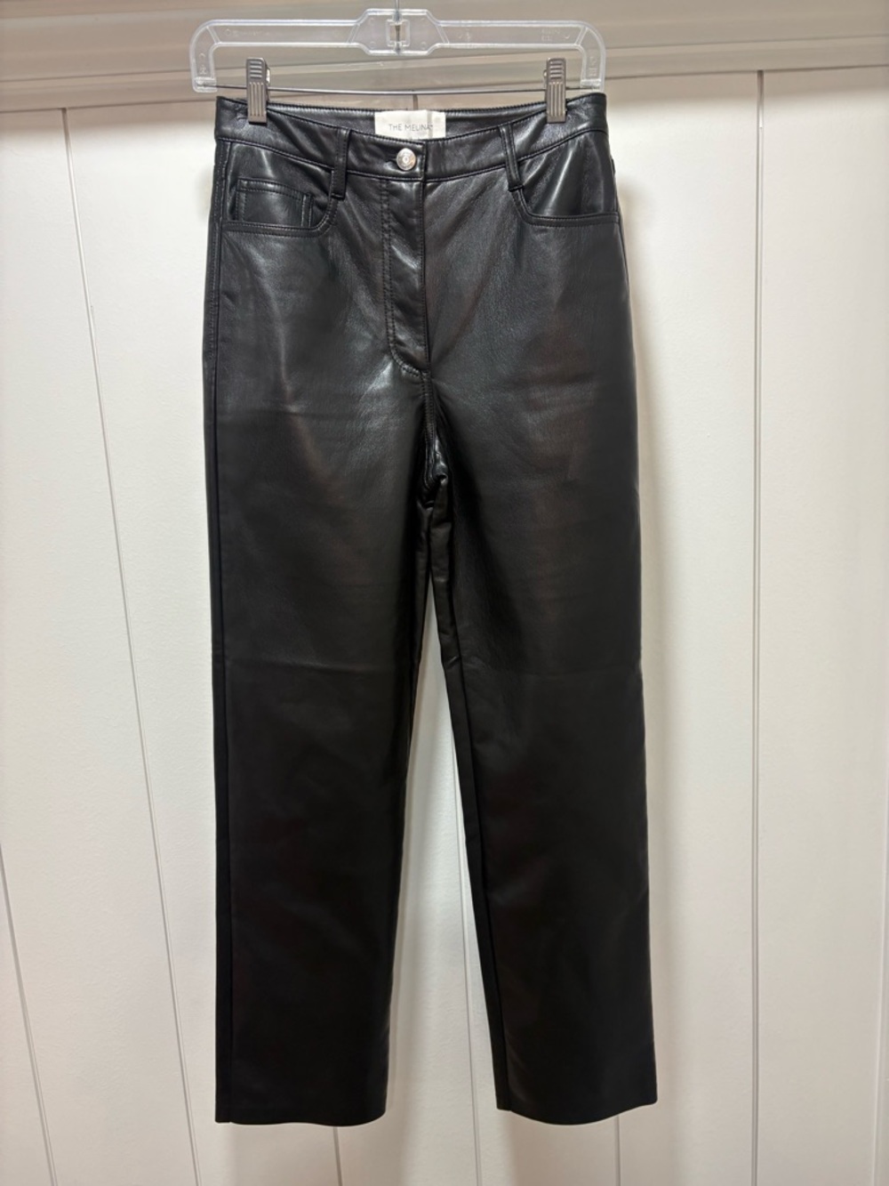 Aritzia Wilfred The Melina Vegan Leather High Rise Straight Pants Black Size 4